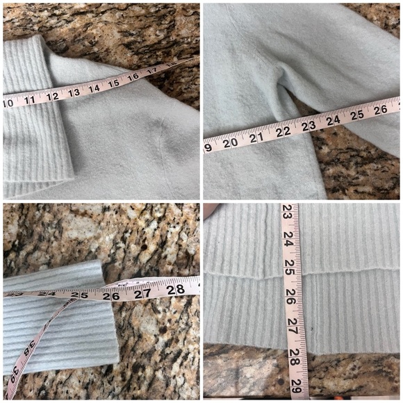 Athleta Transit Pullover Turtleneck Sweater Blue M Merino Wool Boho Lagenlook - Picture 6 of 11